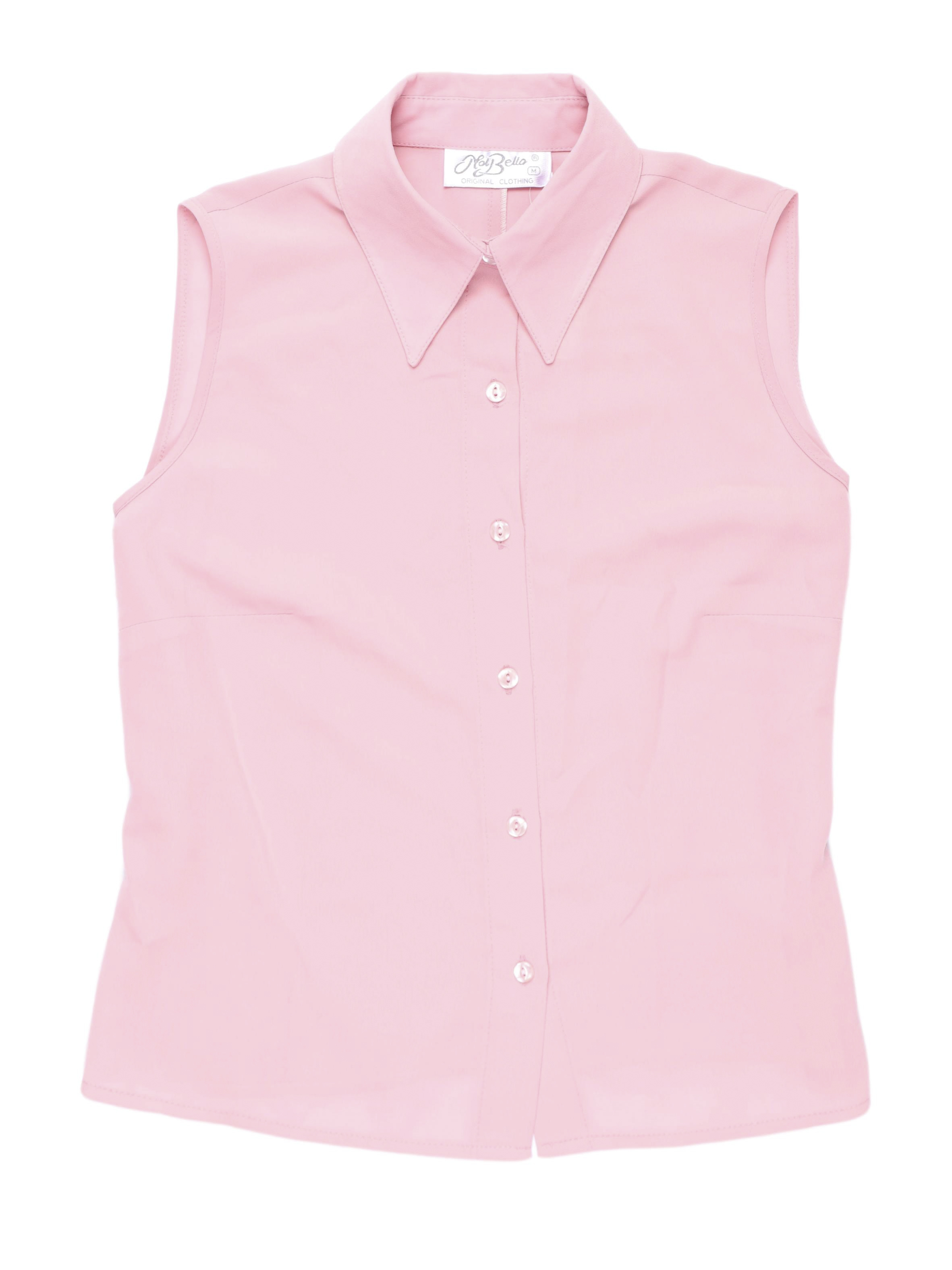 Blusa rosa con manga cero, camisera con pinzas en la espalda. Busto 98cm
