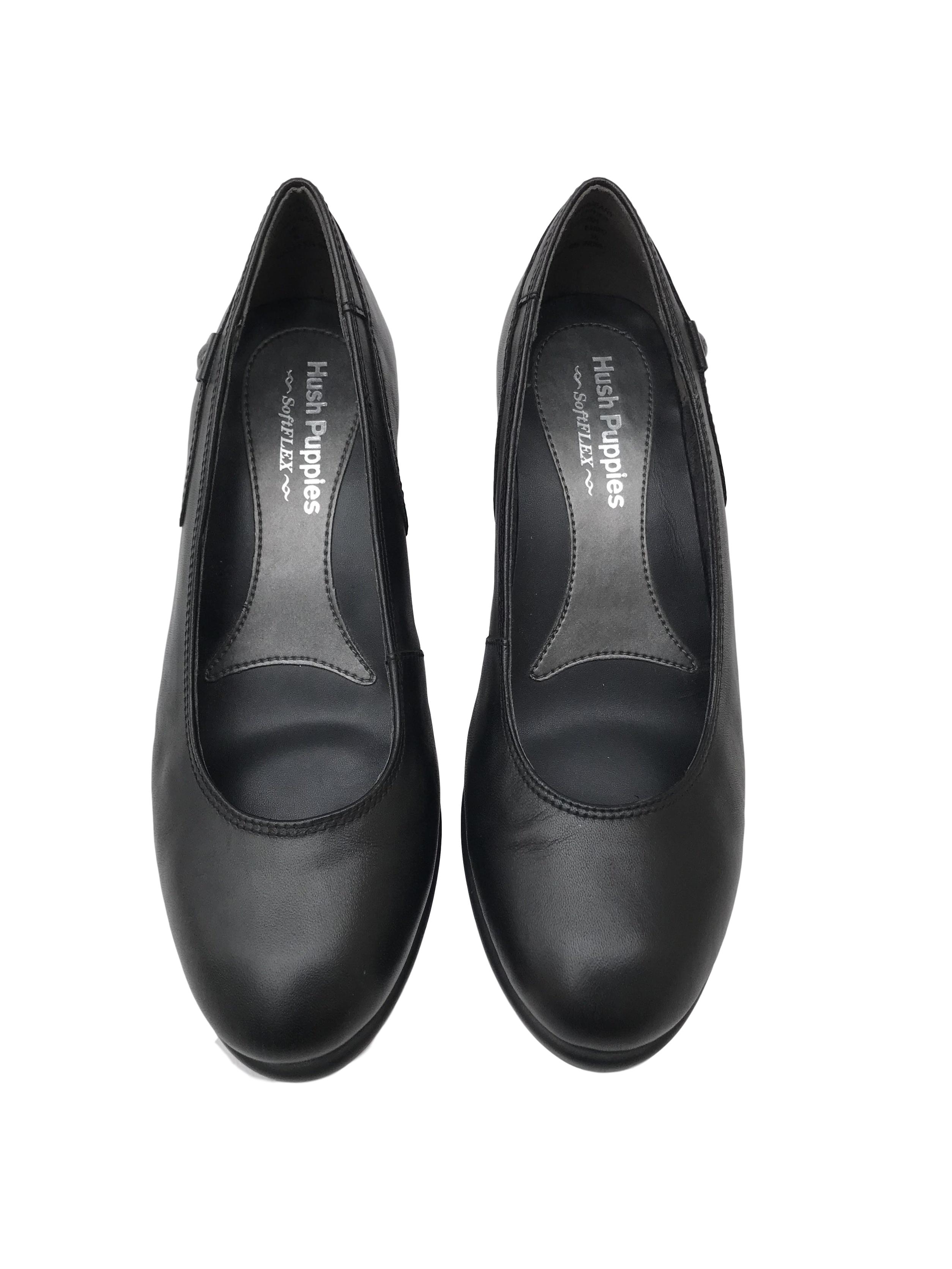 Zapatos Puppies de cuero negro, taco cuña 7cm, comfort Estado 9/10. Precio original S/ 250 | Las