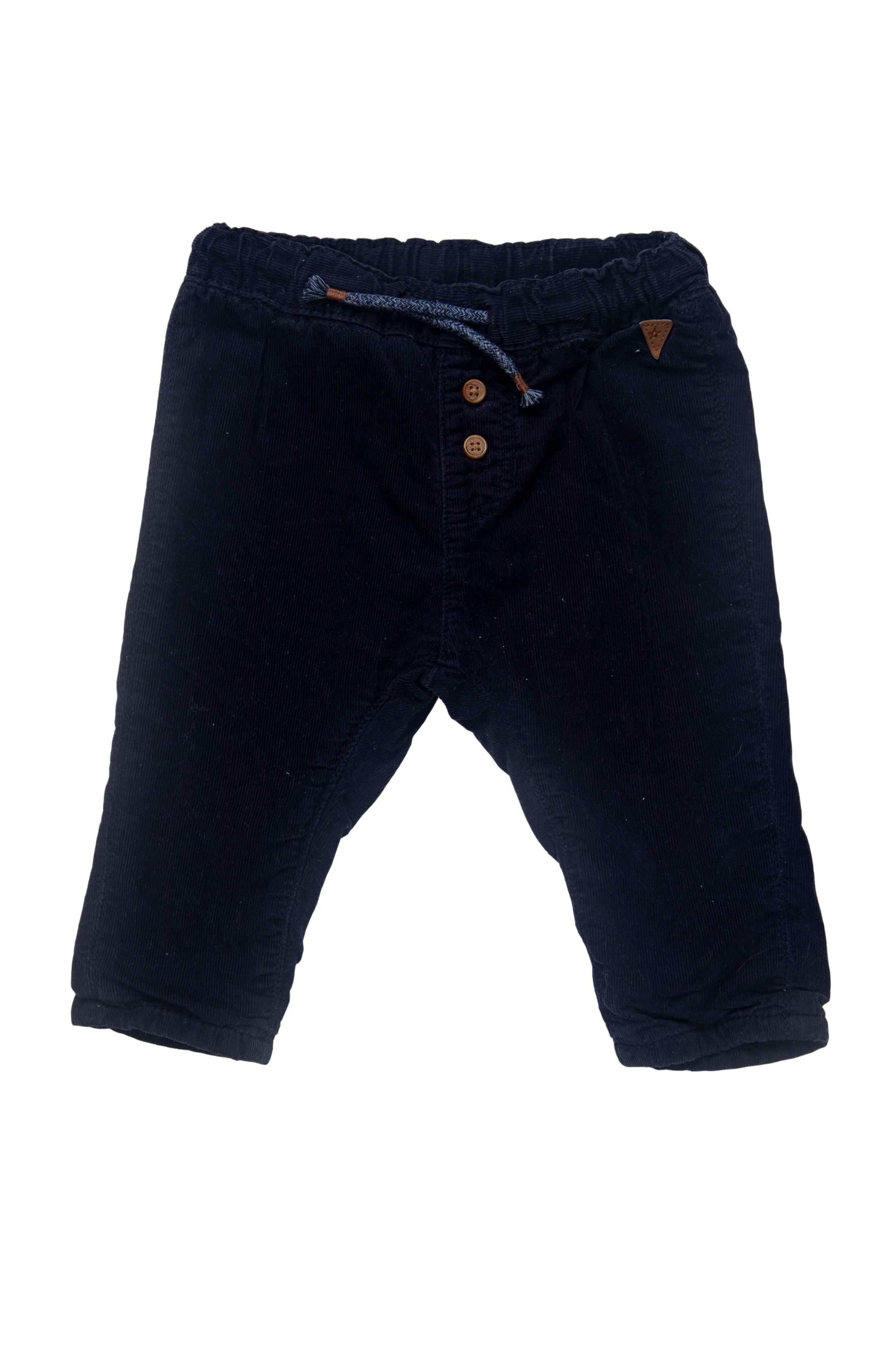 pantalón corderoy delgado 100% algodon, forro 85% algodon, con elastico en la cintura y cinta para ajustar, azul oscuro - H & M
