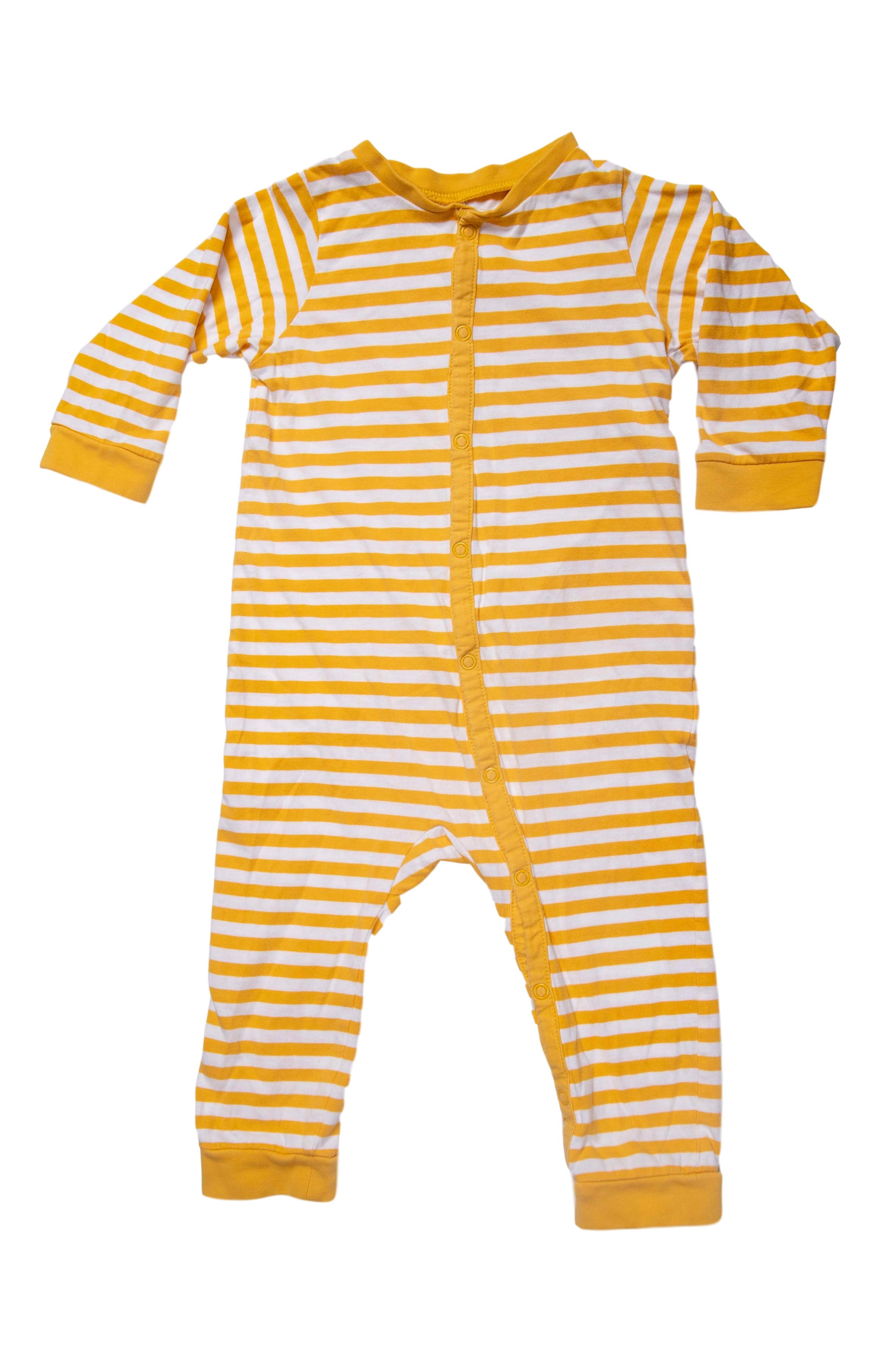 pijama manga larga, algodón, rayado amarillo y blanco - H & M