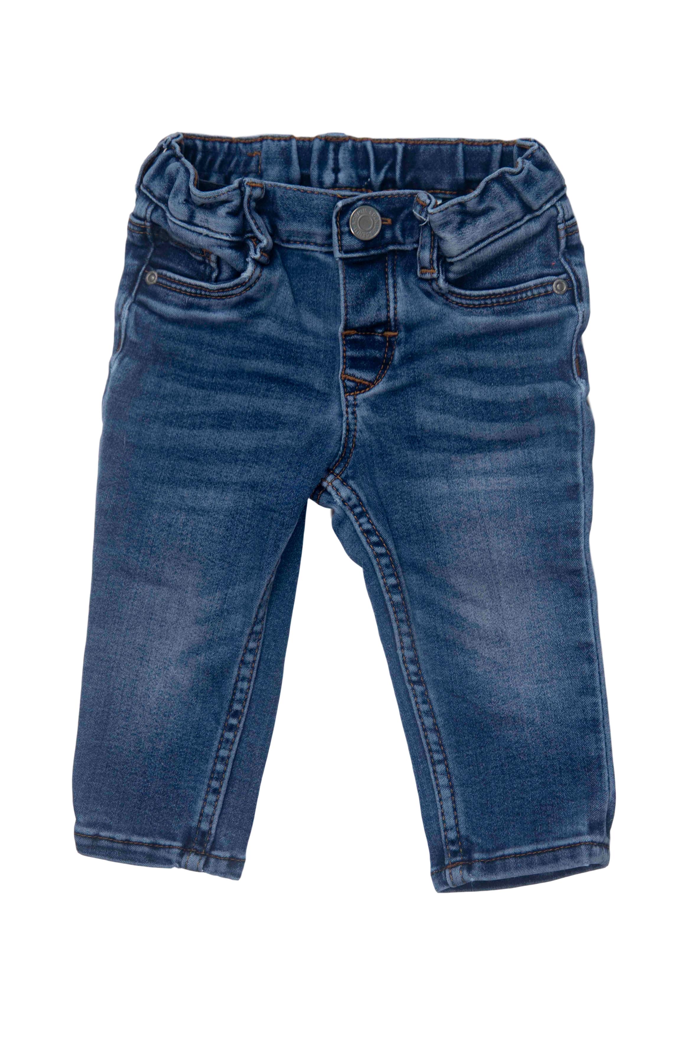 pantalón jean stretch con elastico regulable en la cintura, 80% algodon