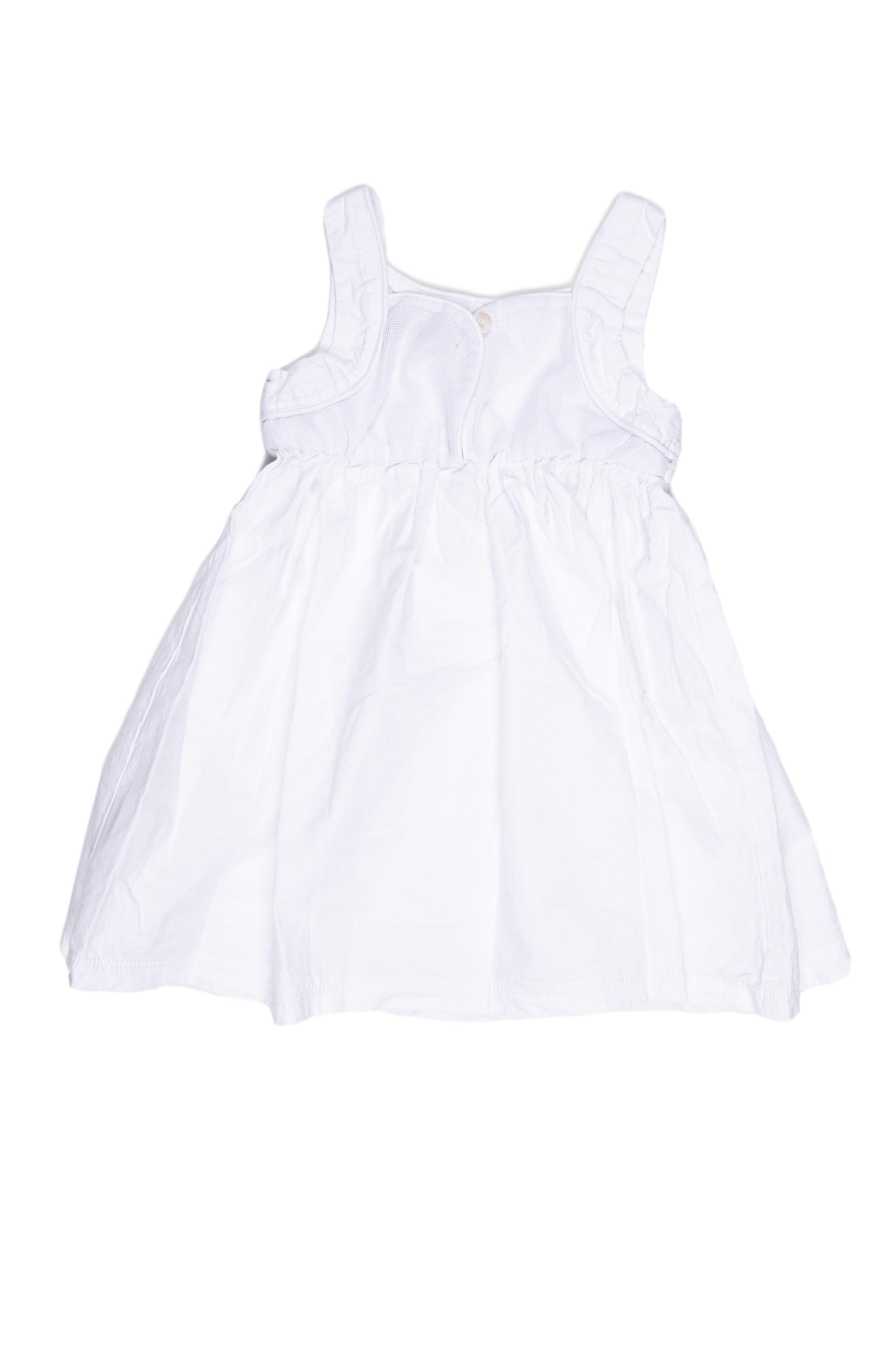 Vestido tiritas blanco, muy fresco. Pecho de tela texturada y espalda de tul. 100% algodón (talla europea 100) - Harvest