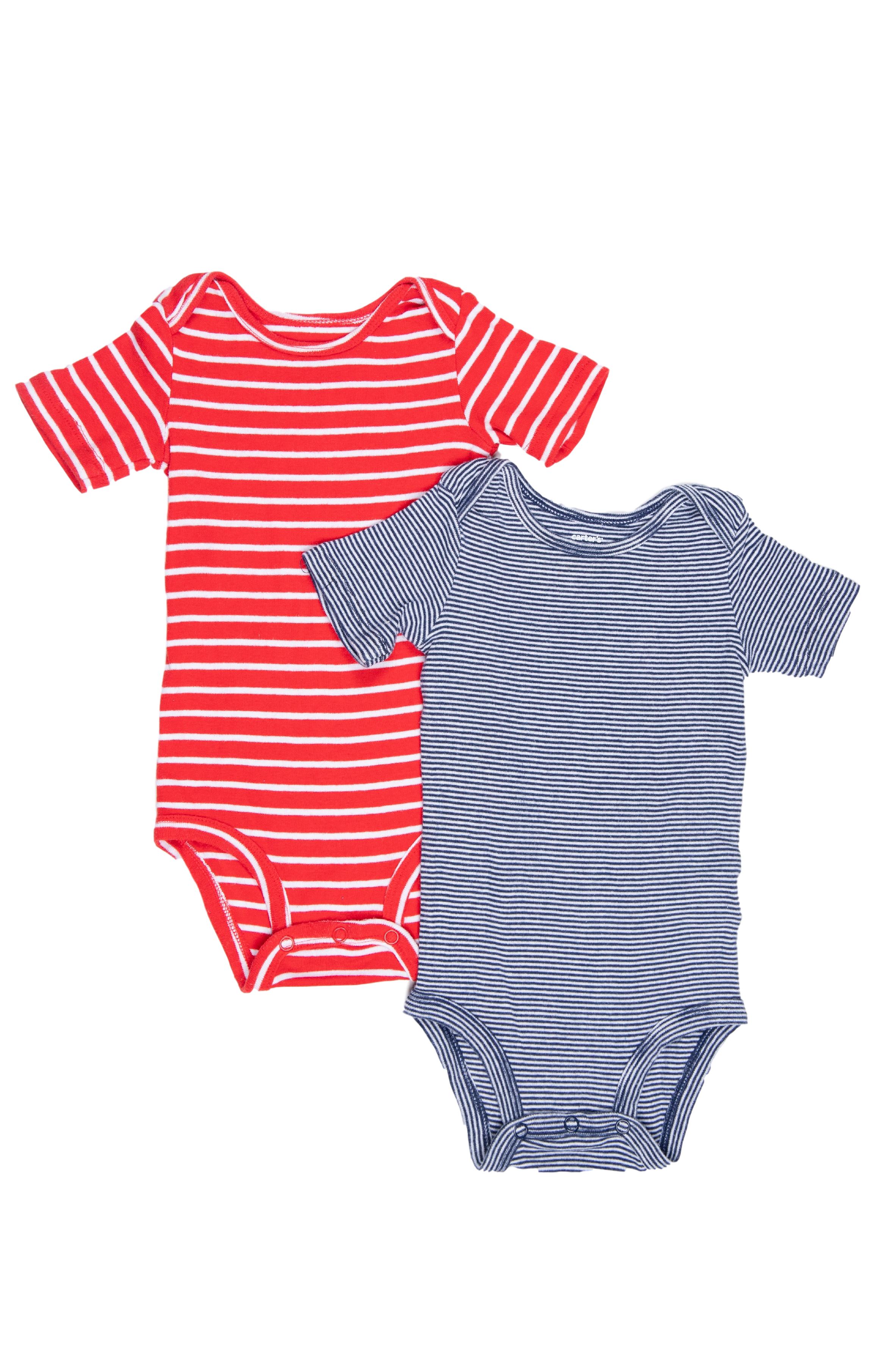 Pack 2 bodies uno rojo y otro azul a rayas. ambos 100% algodón. dice talla (m en etiqueta pero son grandes, puede dar hasta 15 - 18 meses) - Carter's