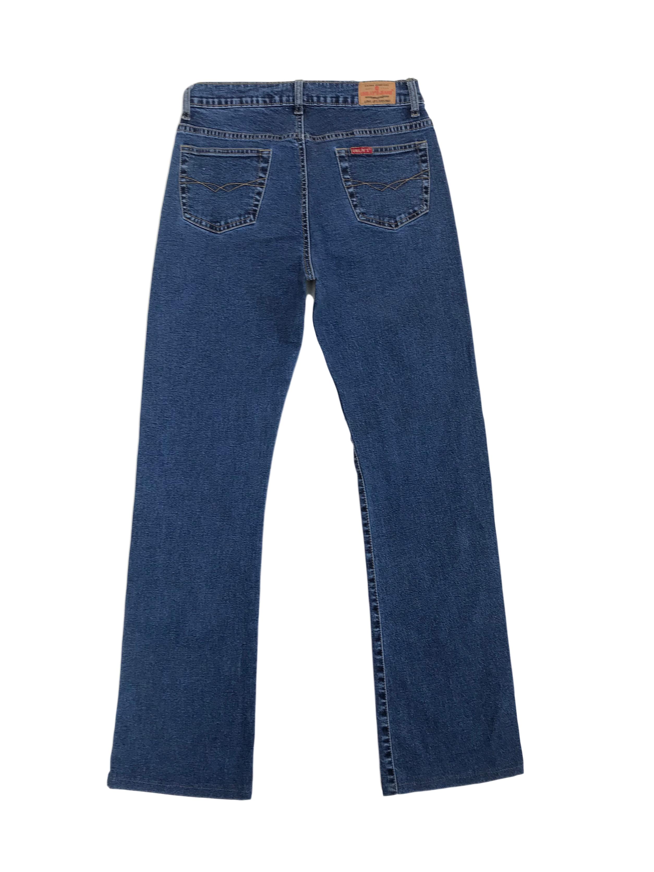 Pantalón jean vintage a la cintura, 96% algodón ligeramente stretch, pierna recta