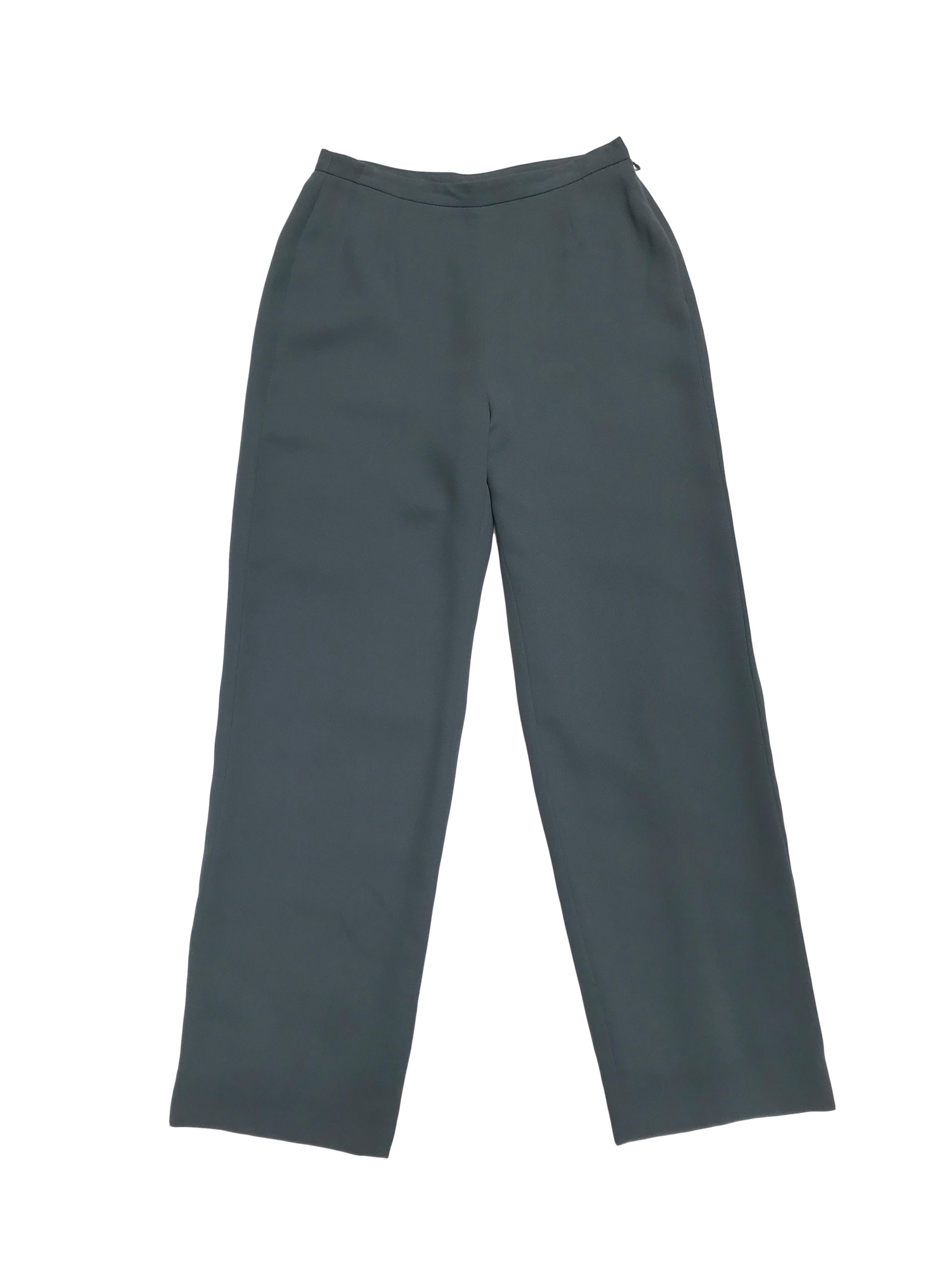 Pantalón vintage verde a la cintura, forrado, corte recto con cierre lateral. Cintura 72cm Cadera 100cm. Tiene Blazer conjunto