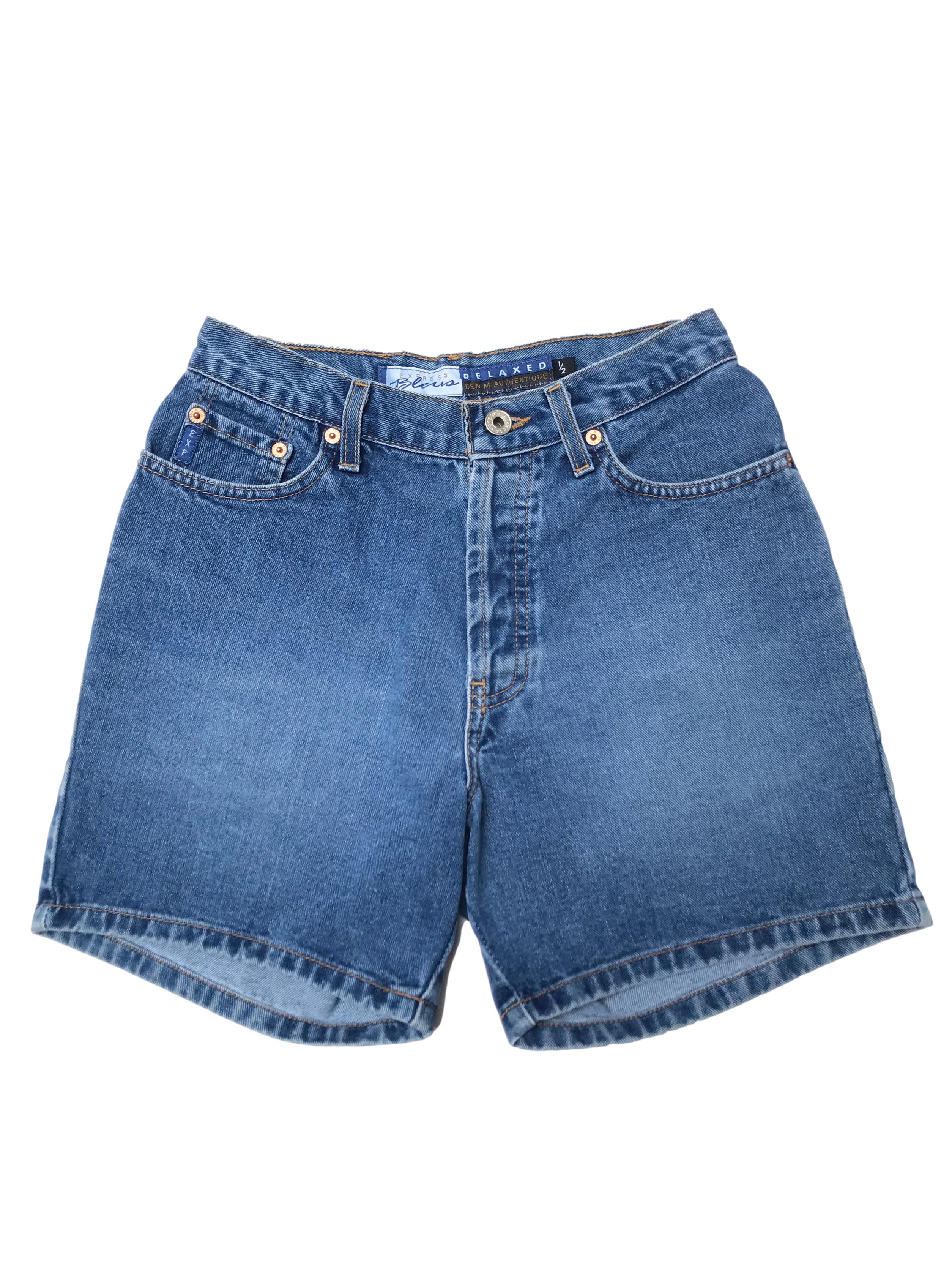 Short jean a la cintura 100% algodón con bolsillos laterales y traseros. Cintura 68cm Largo 39cm