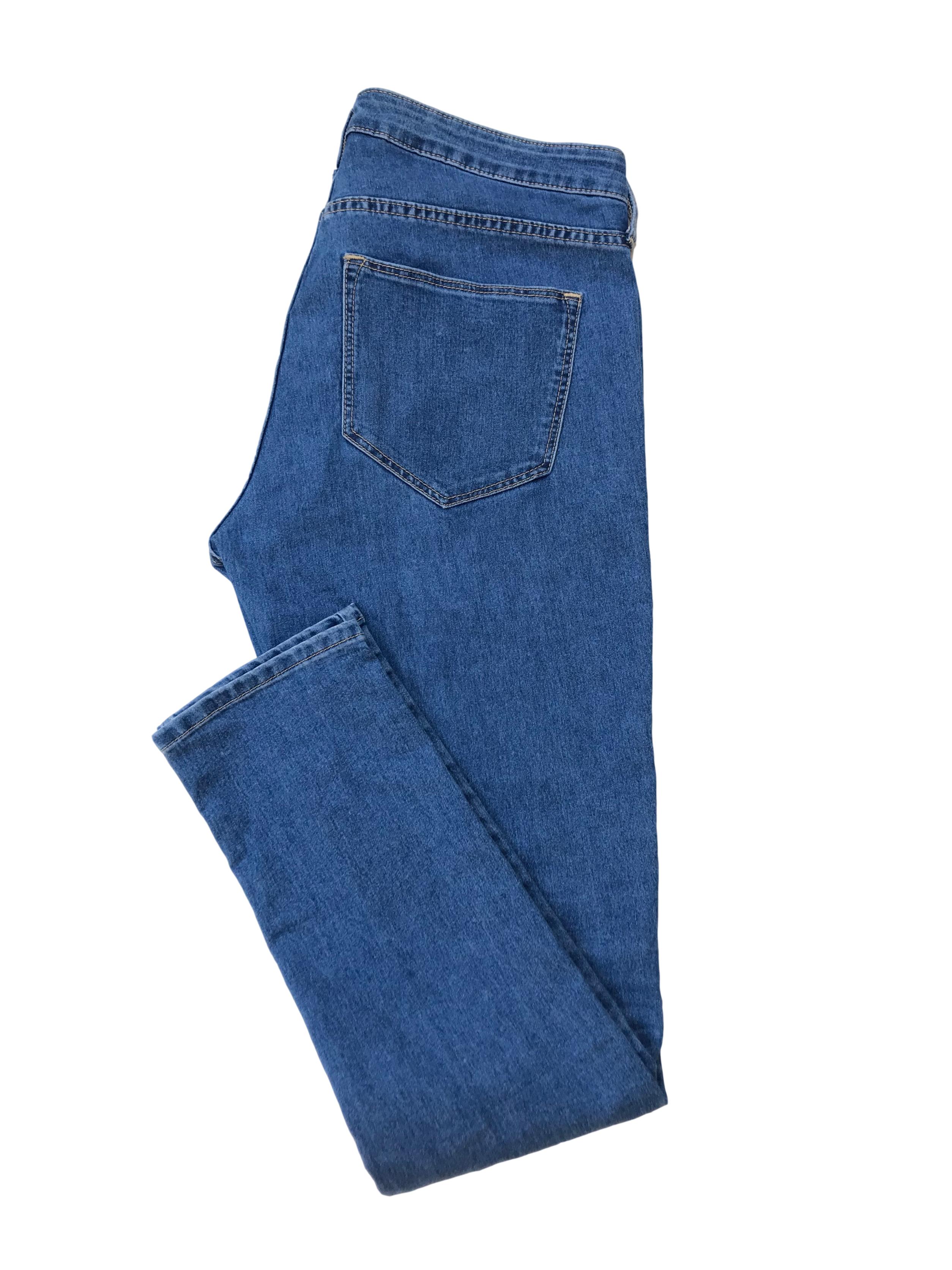 Jegging H&M azul con bolsillos traseros, regular waist. Pretina 86cm 