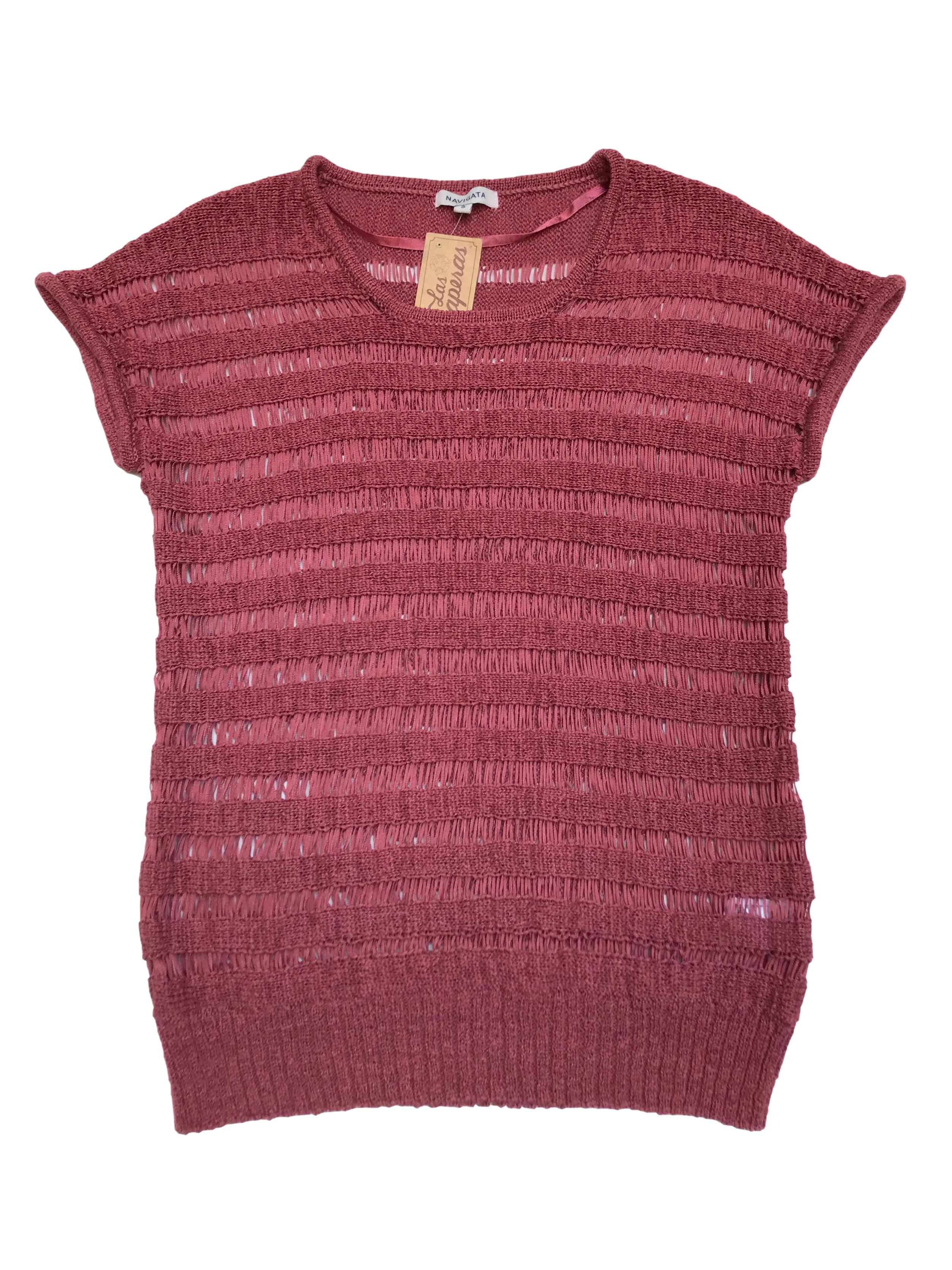 Sweater Navigata tejido en dos puntos con franjas caladas