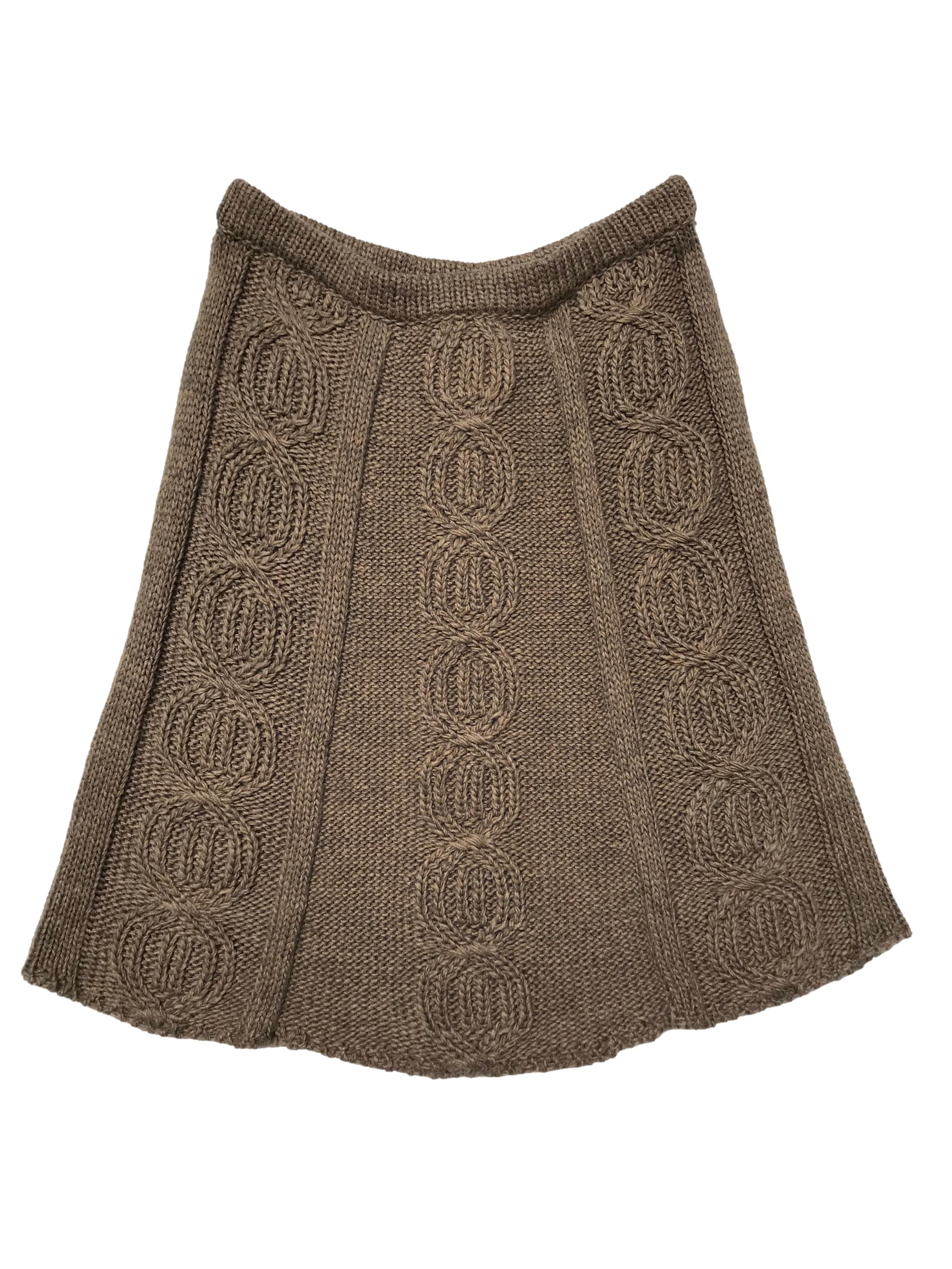 Falda Zara de tejido grueso marròn mezcla de lana. Cintura 82cm Largo 65cm