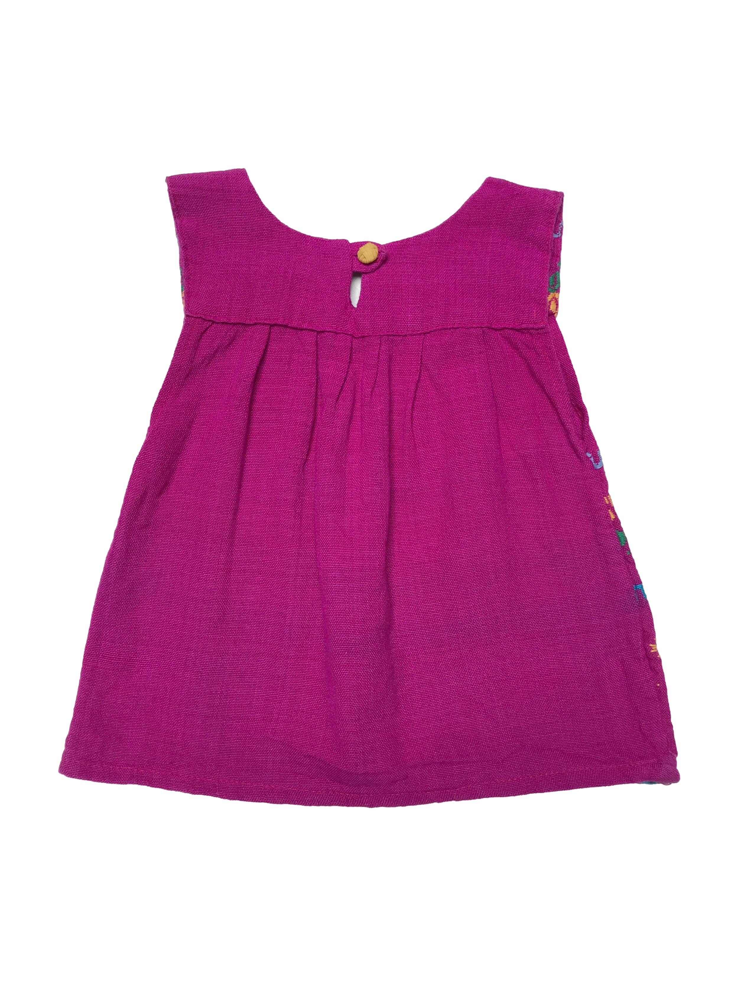 Vestido tejido andino morado con bordado. Pecho 60cm Largo 37cm