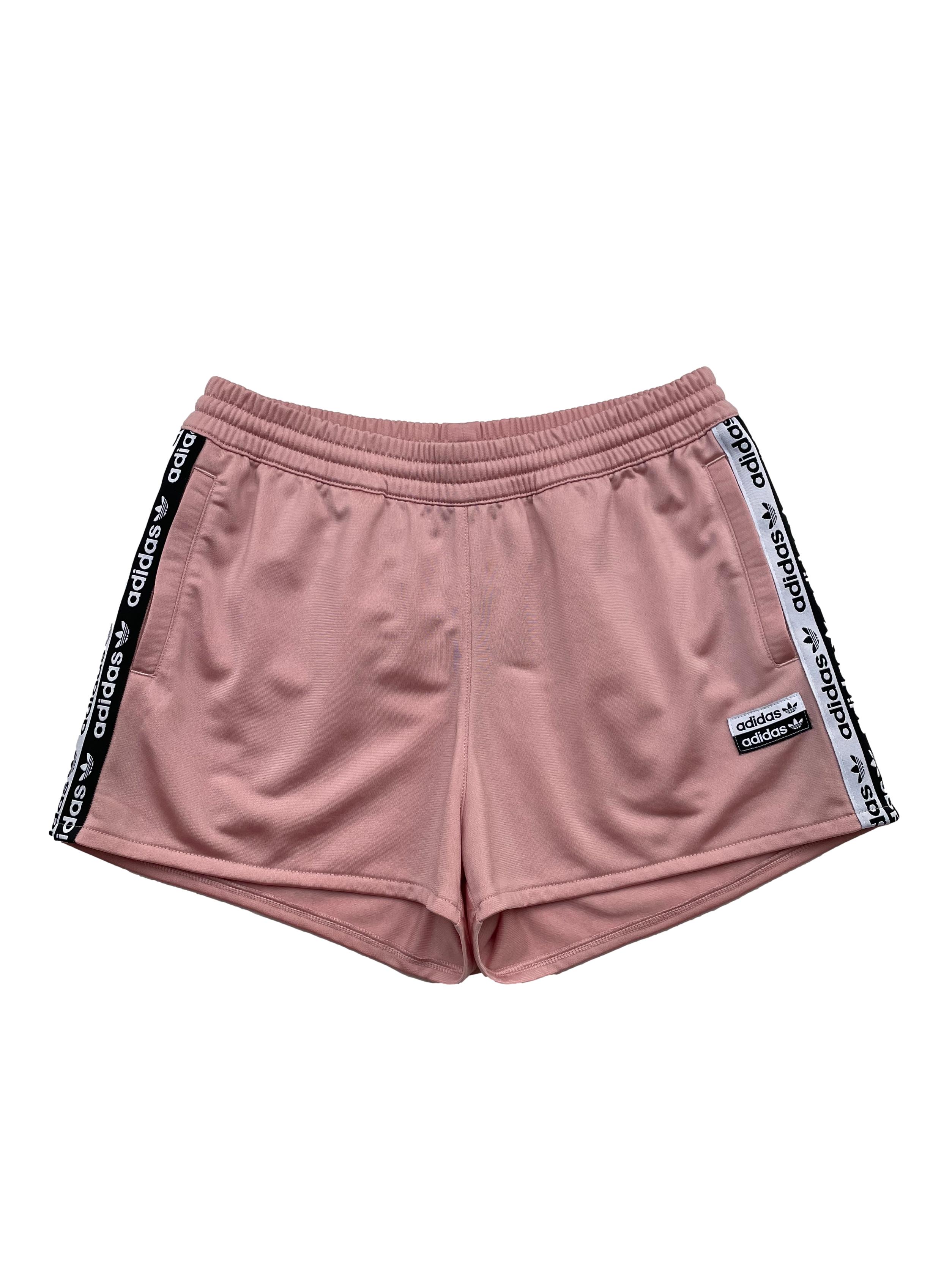 Skalk Mediana rehén Short Adidas palo rosa con franjas y bolsillos laterales. Cintura 70cm  Largo 32cm | Las Traperas