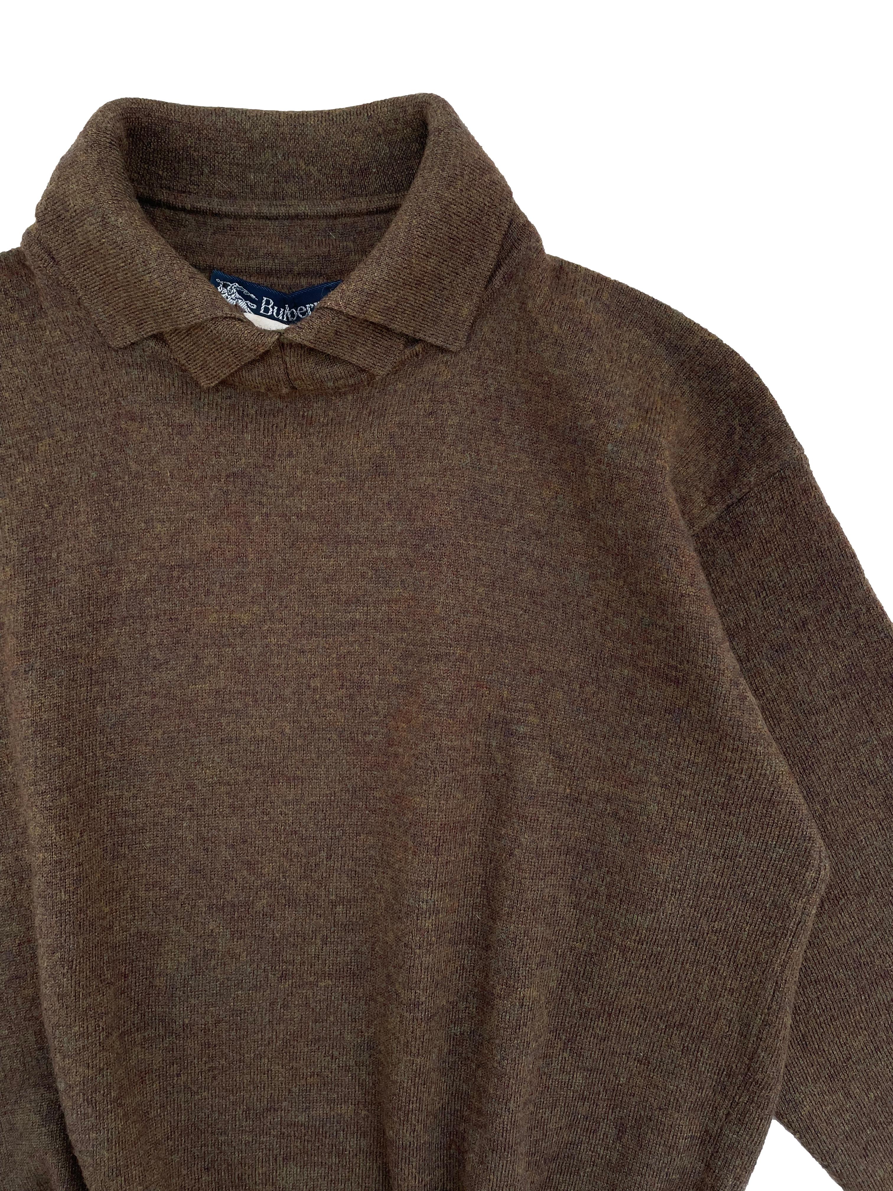 Chompa Burberrys vintage 100% lana marrón jaspeado. Busto 102cm Largo 53cm
